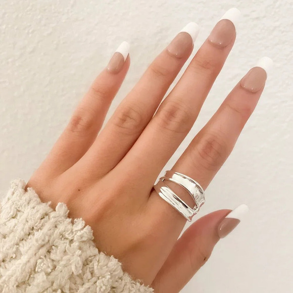 925 Sterling Silver Chunky Ring Layer Ring Large Bold Silver Statement Ring - Picture 6 of 10